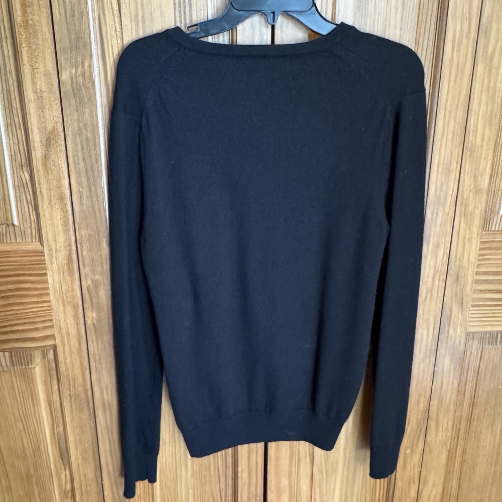 Express Merino Wool V-Neck Sweater Black Men's Medium Extra Fine Knit - Picture 5 of 5